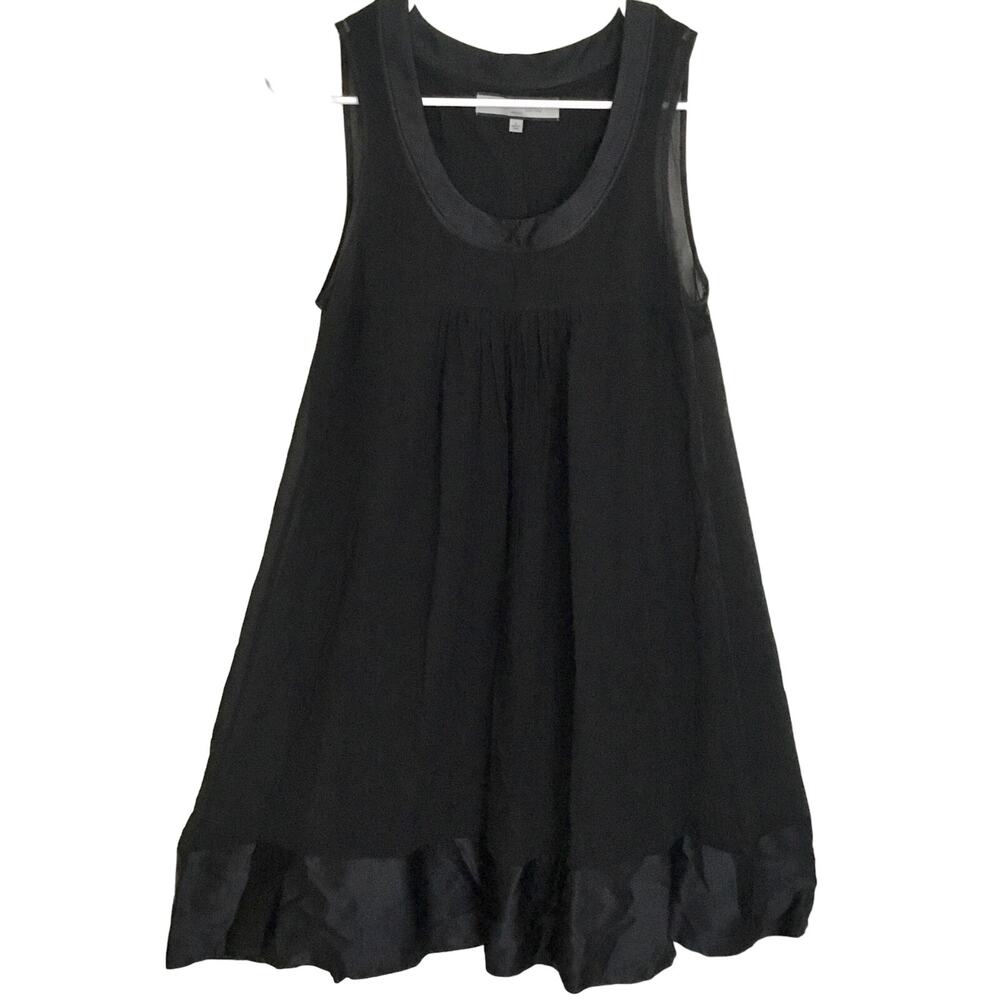 Anne Klein Women Sz 4 Sleeveless Black Chiffon Knee Length Shift Dress